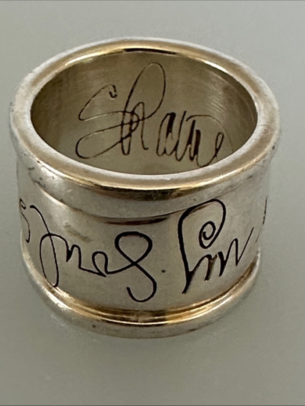 MILOR 925 sterling Silver Script Engraved Band Ring size 6